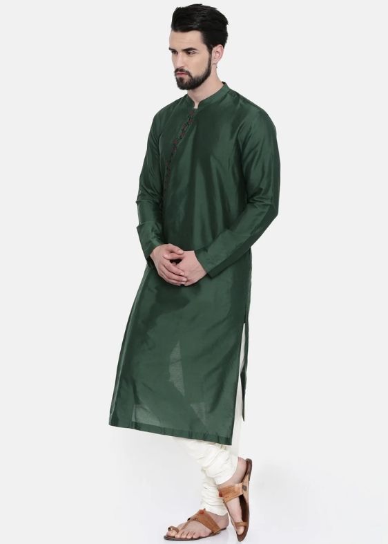 Bottle Green Hand Emroidered Kurta Set - MMK0229
