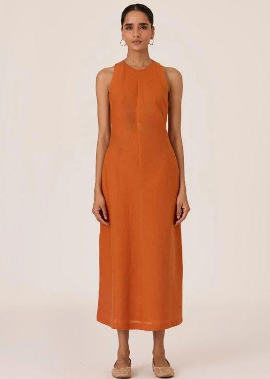 Riha Orange Halter Maxi Dress