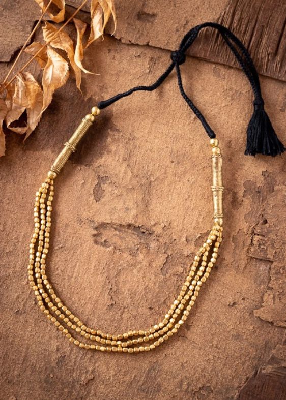 Three layers gold beads chain