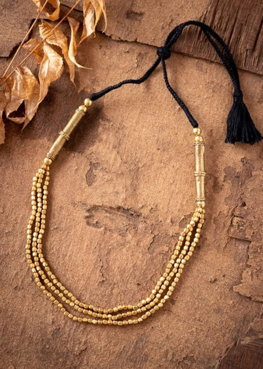 Three layers gold beads chain