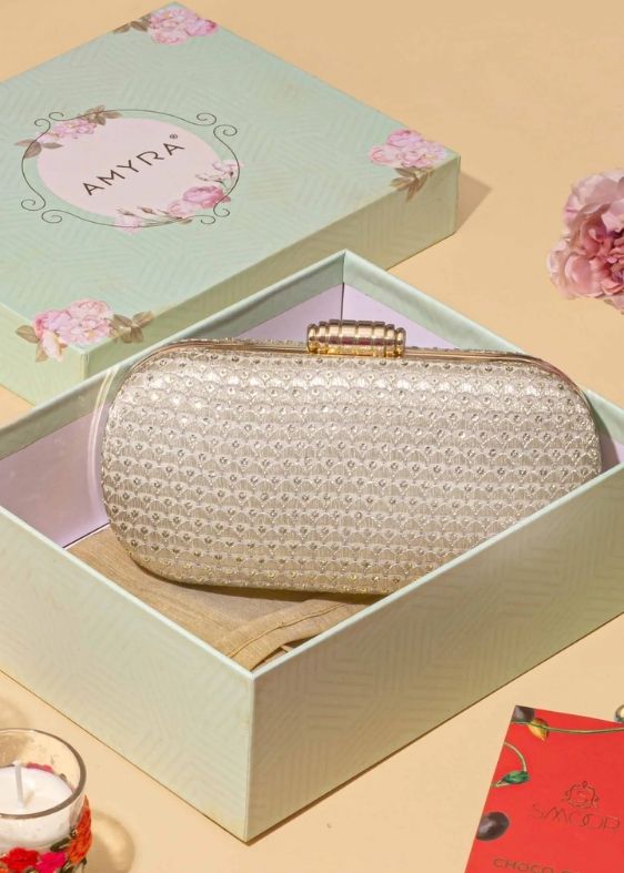 Champagne box clutch