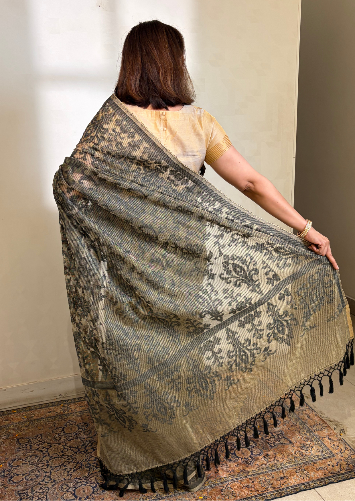 Black Nargis Banarasi Cutwork Saree