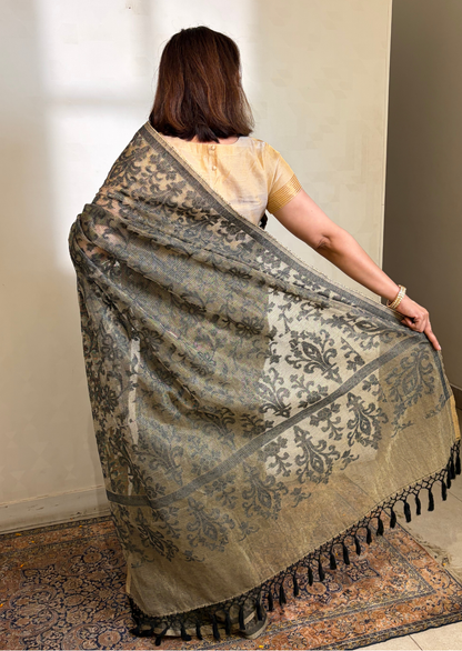 Black Nargis Banarasi Cutwork Saree