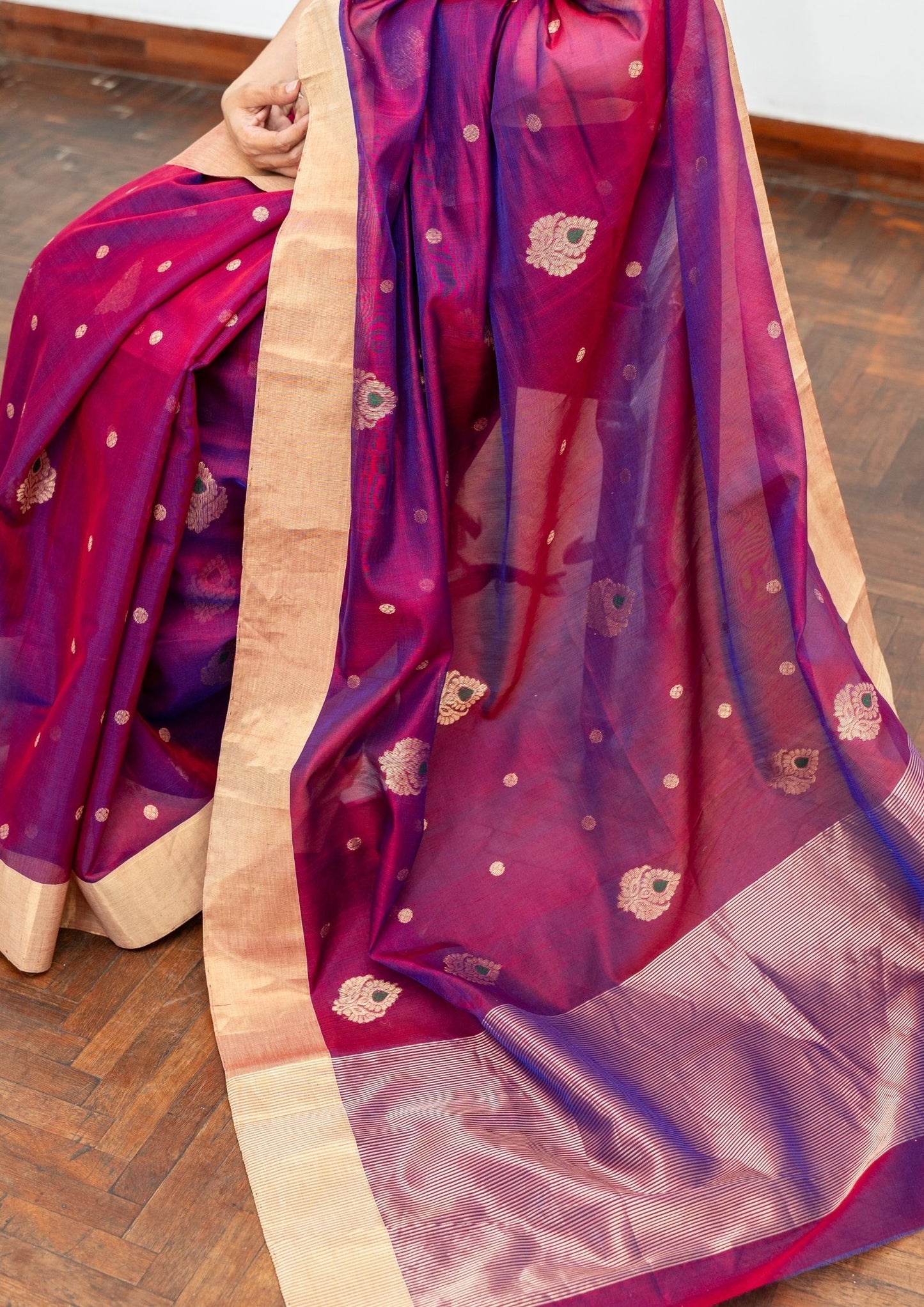 Purple Silk Chanderi Saree