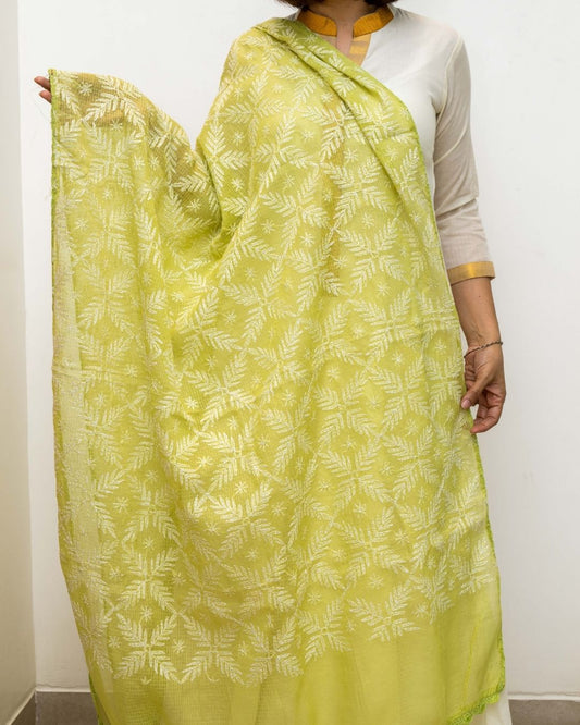 Green Kota Chikankari Dupatta