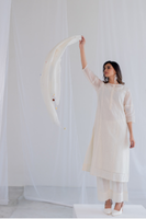 Ecru Chanderi Crotchet Stole