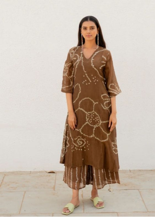 Rosewood Bandhani Kurta Set