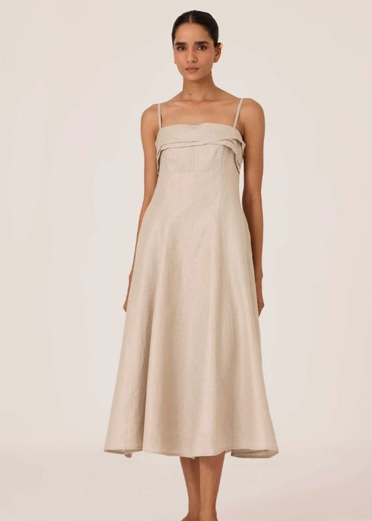 Azzah Beige Linen Dress