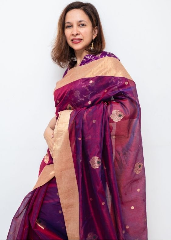 Maroon Silk Chanderi Saree