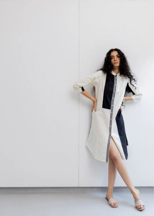 Cream and Coal Shirt Dress