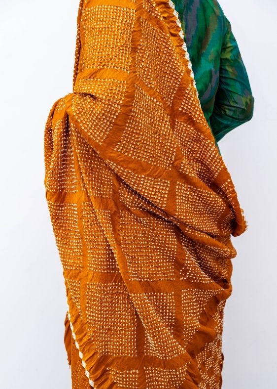 Yellow Gajji Silk Bandhini Dupatta
