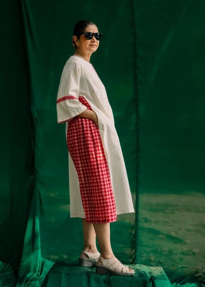 White Khadi Side Panelled Dress