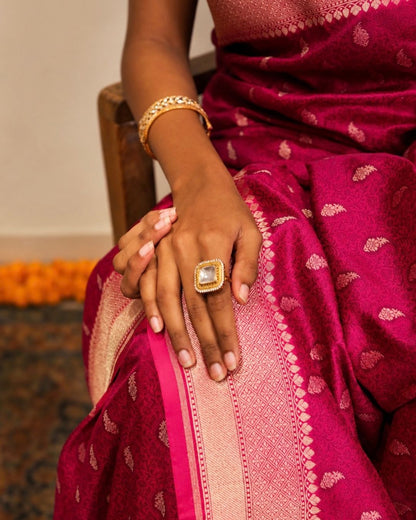 Pink Tanchoi Banarasi Silk Saree