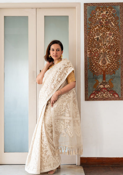 Beige Nargis Banarasi Cutwork Saree
