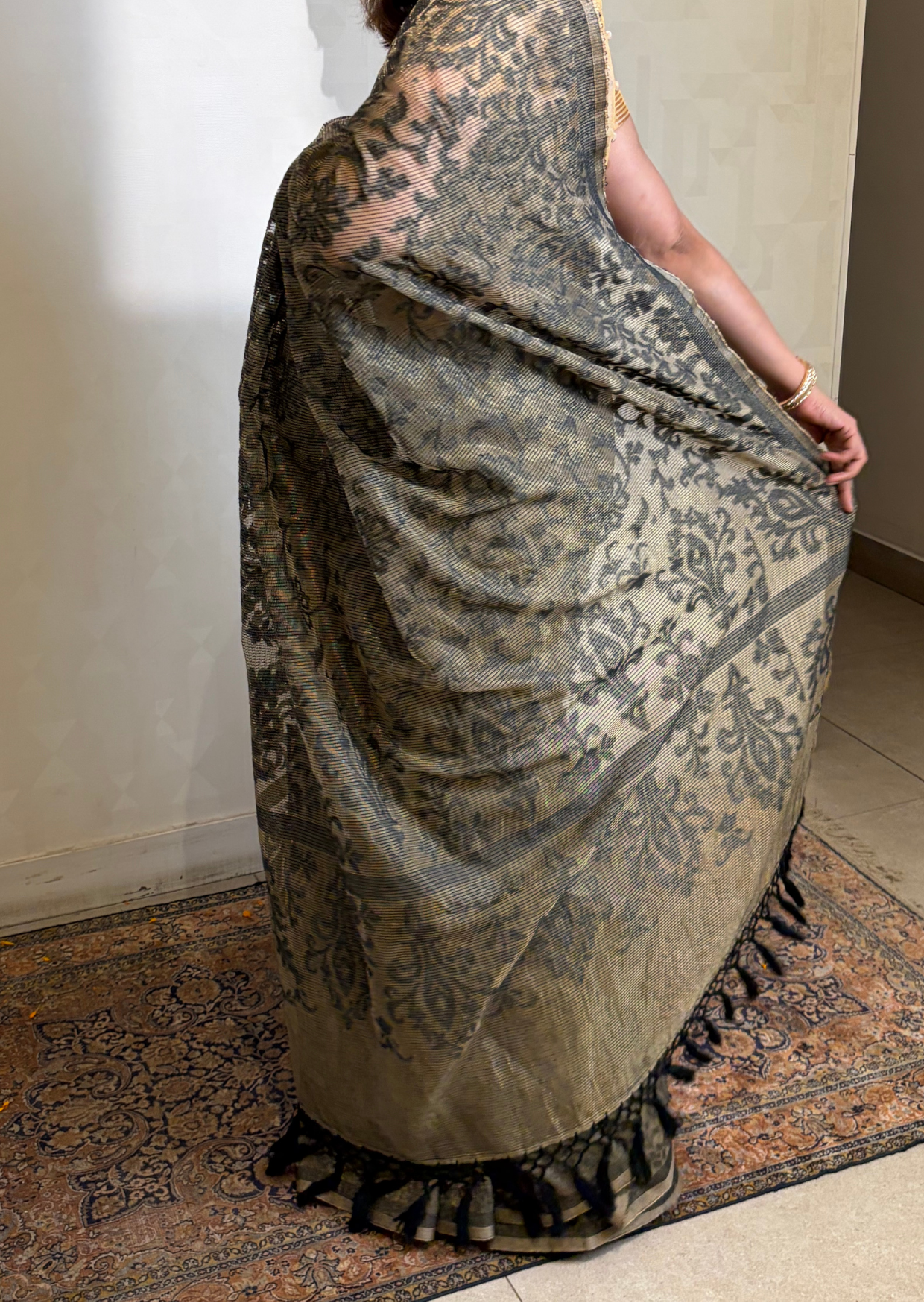 Black Nargis Banarasi Cutwork Saree