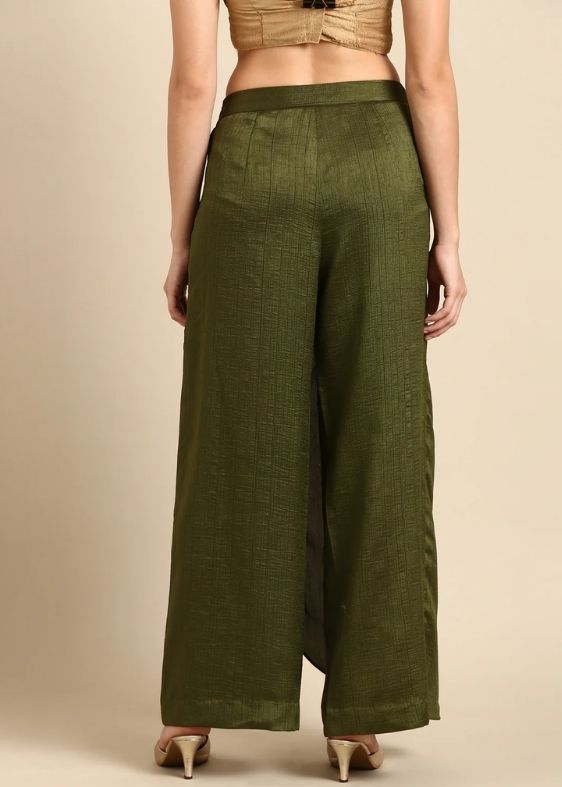 Mehndi Green Crush Silk Palazzo Pant- ASPL042