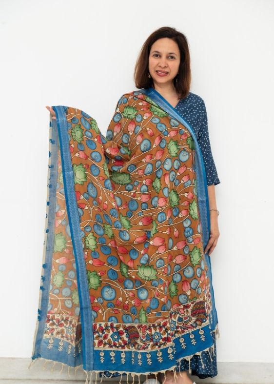 Blue Kalamkari Dupatta