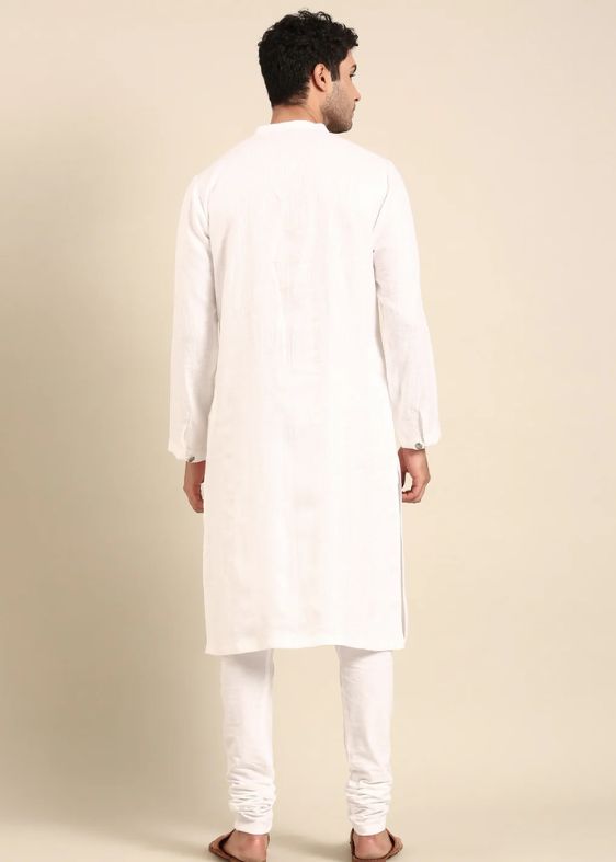 Ivory Linen Embroidery Kurta set