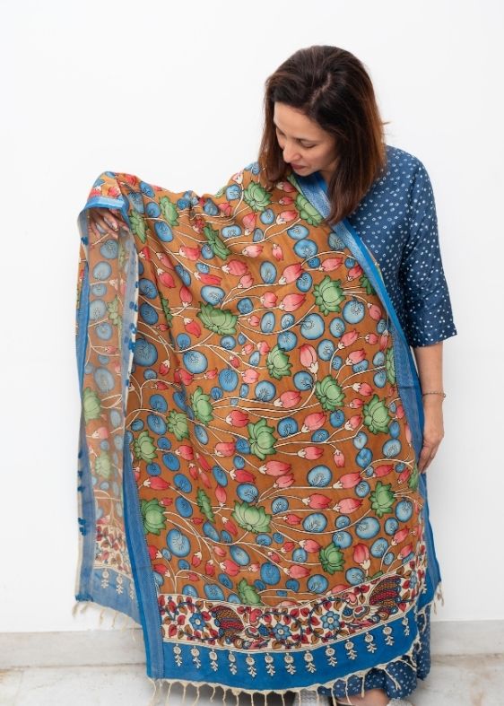 Blue Kalamkari Dupatta