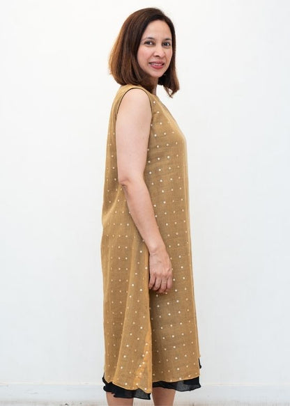 Beige Double Layer Sequins Dress