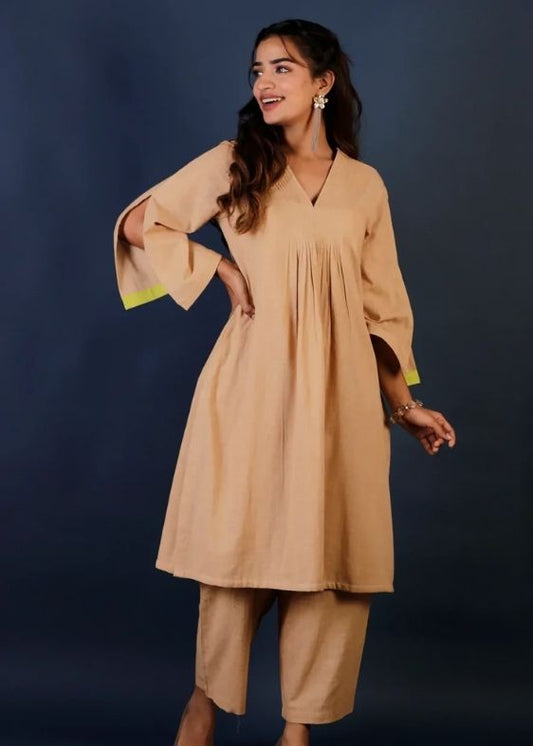 Beige Pure Cotton Co-ord Set