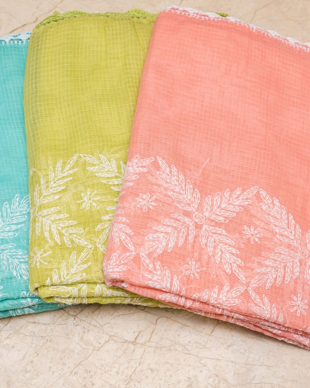 Peach Chikankari Kota Dupatta