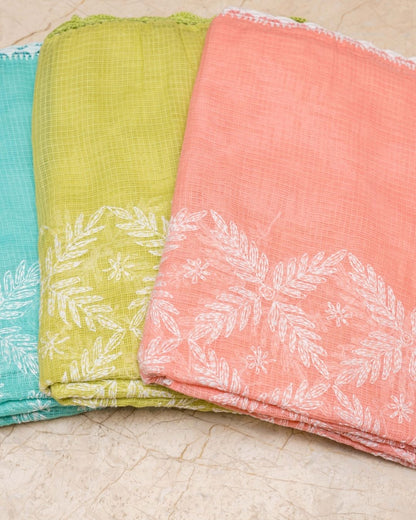 Peach Chikankari Kota Dupatta