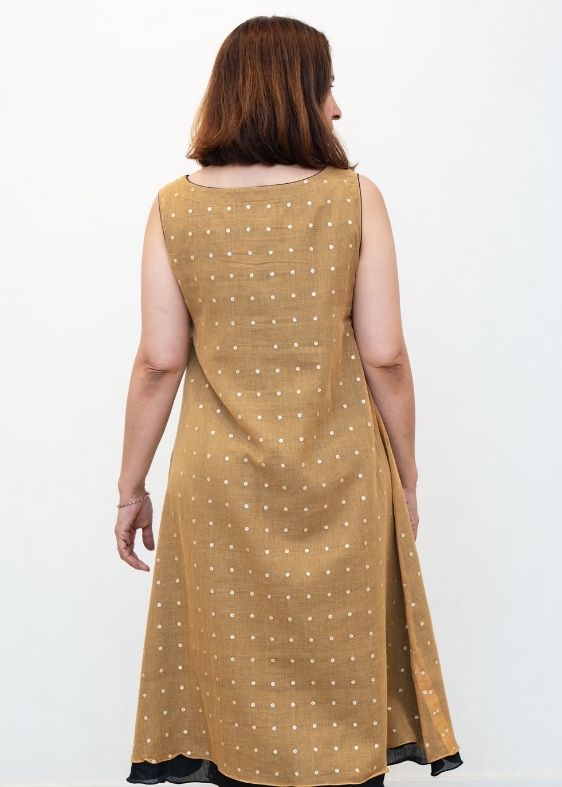 Beige Double Layer Sequins Dress