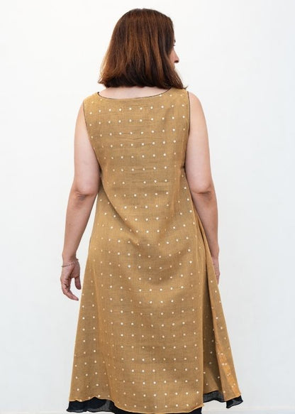 Beige Double Layer Sequins Dress
