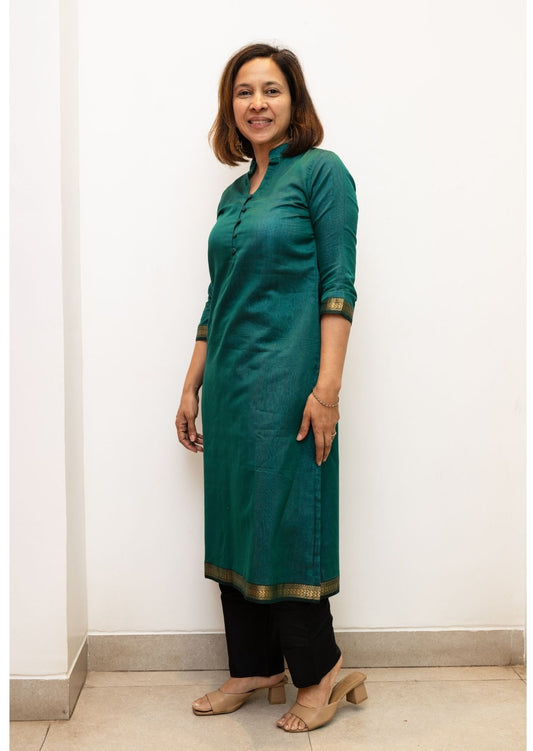 Green Kiran Maheswari Silk Cotton Kurta