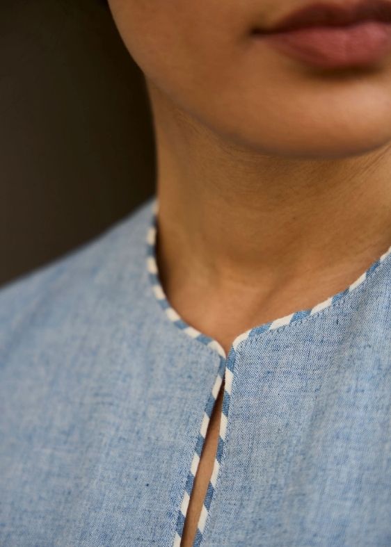 Polina Handwoven Blue Top