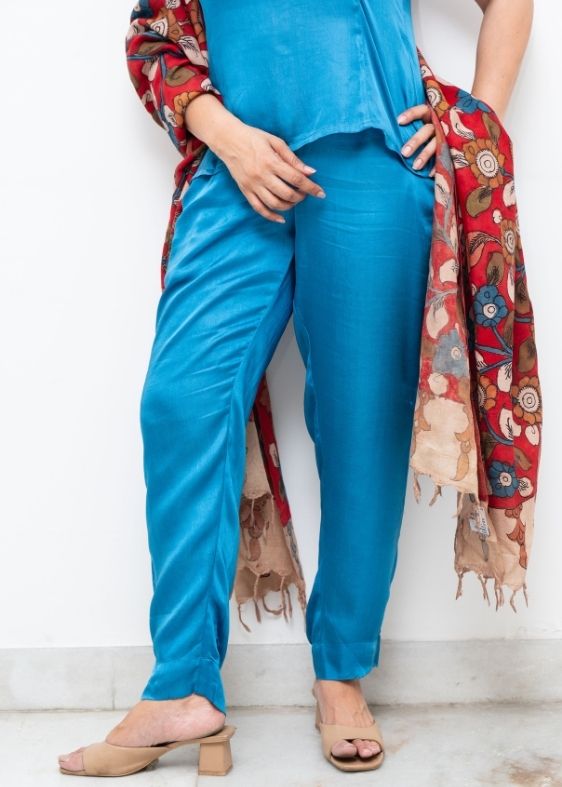 Blue Modal Silk Pant