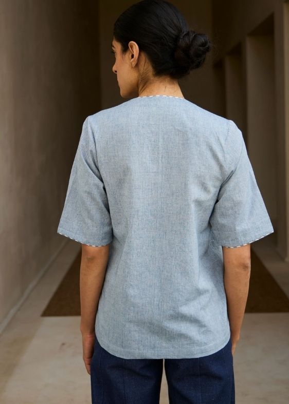 Polina Handwoven Blue Top