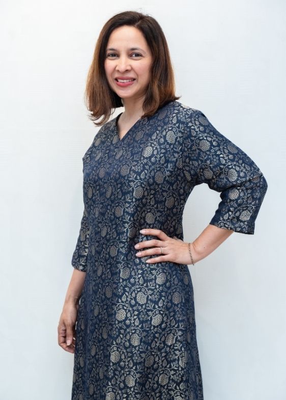Blue V Neck Crepe Silk Dress