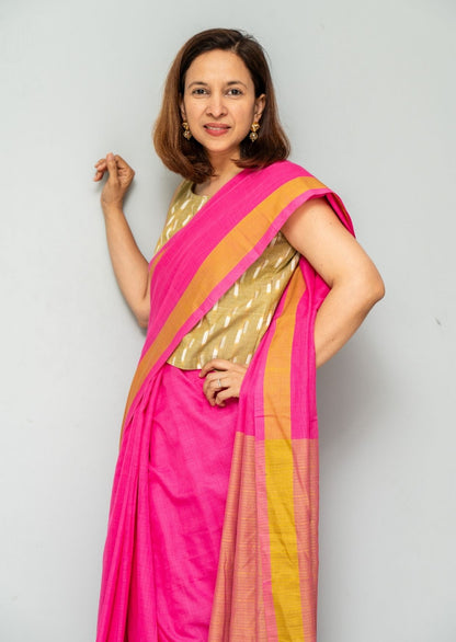 Pink Fulia Cotton Saree