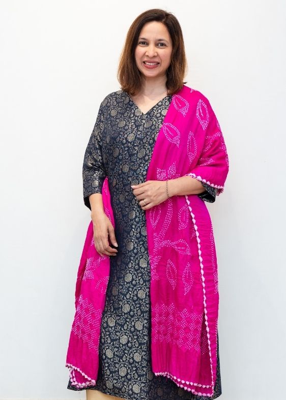 Pink Silk Bandhini Dupatta