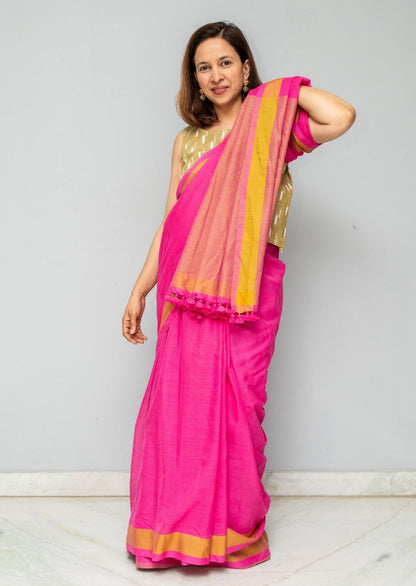 Pink Fulia Cotton Saree