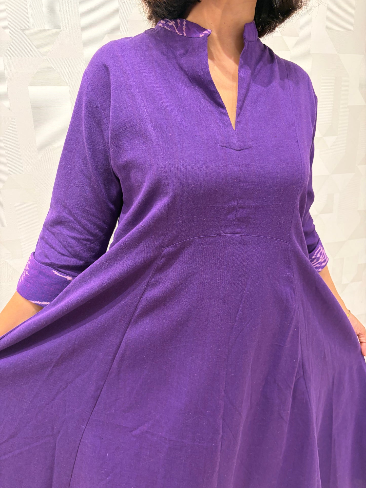 Purple Ikat Cuff Kali Dress
