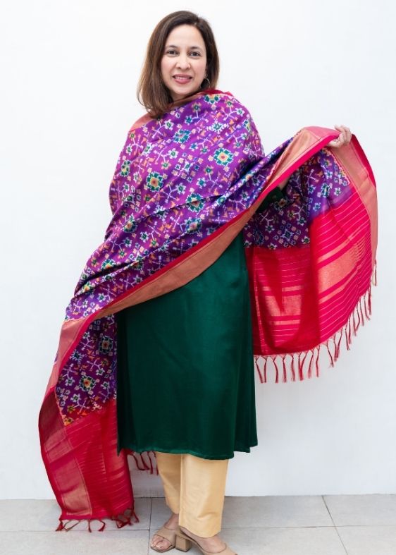 Purple Silk Ikat Dupatta