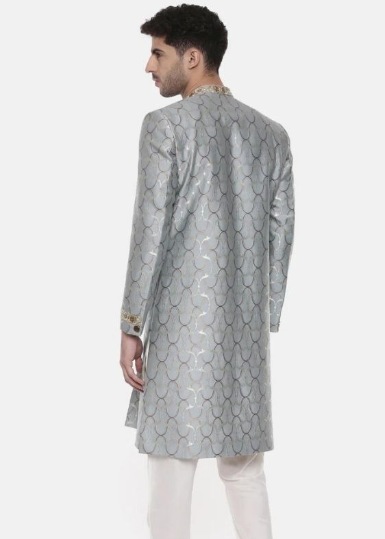 Classic baras Jaquard blue sherwani