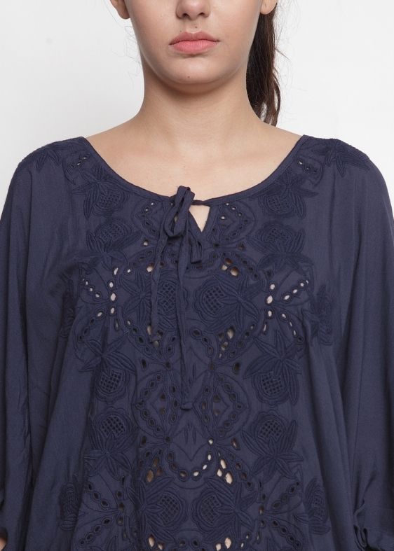 vy blue cotton viscose blouse