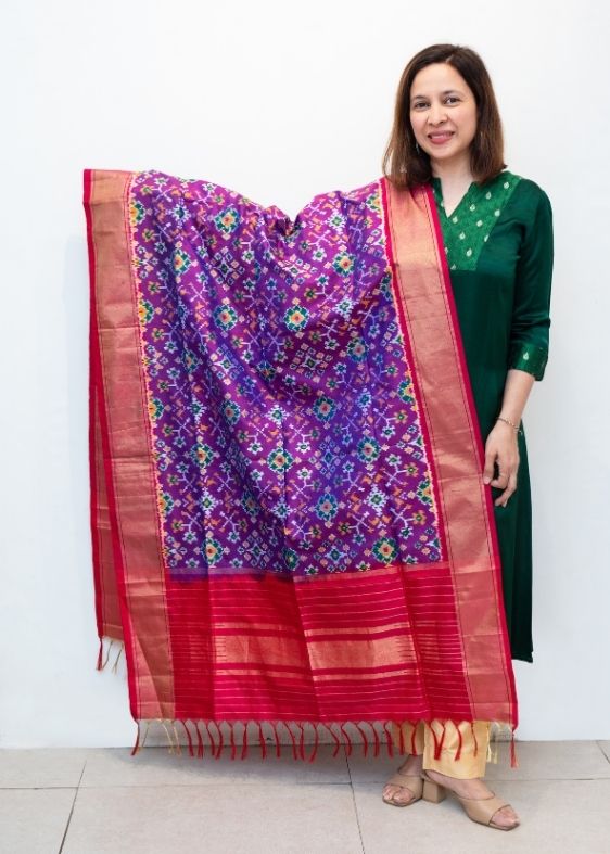 Purple Silk Ikat Dupatta
