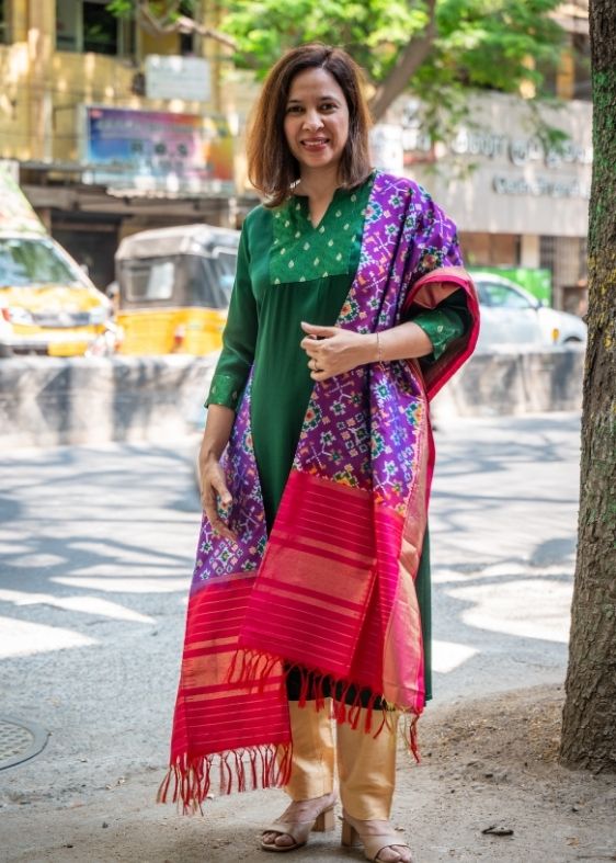 Purple Silk Ikat Dupatta