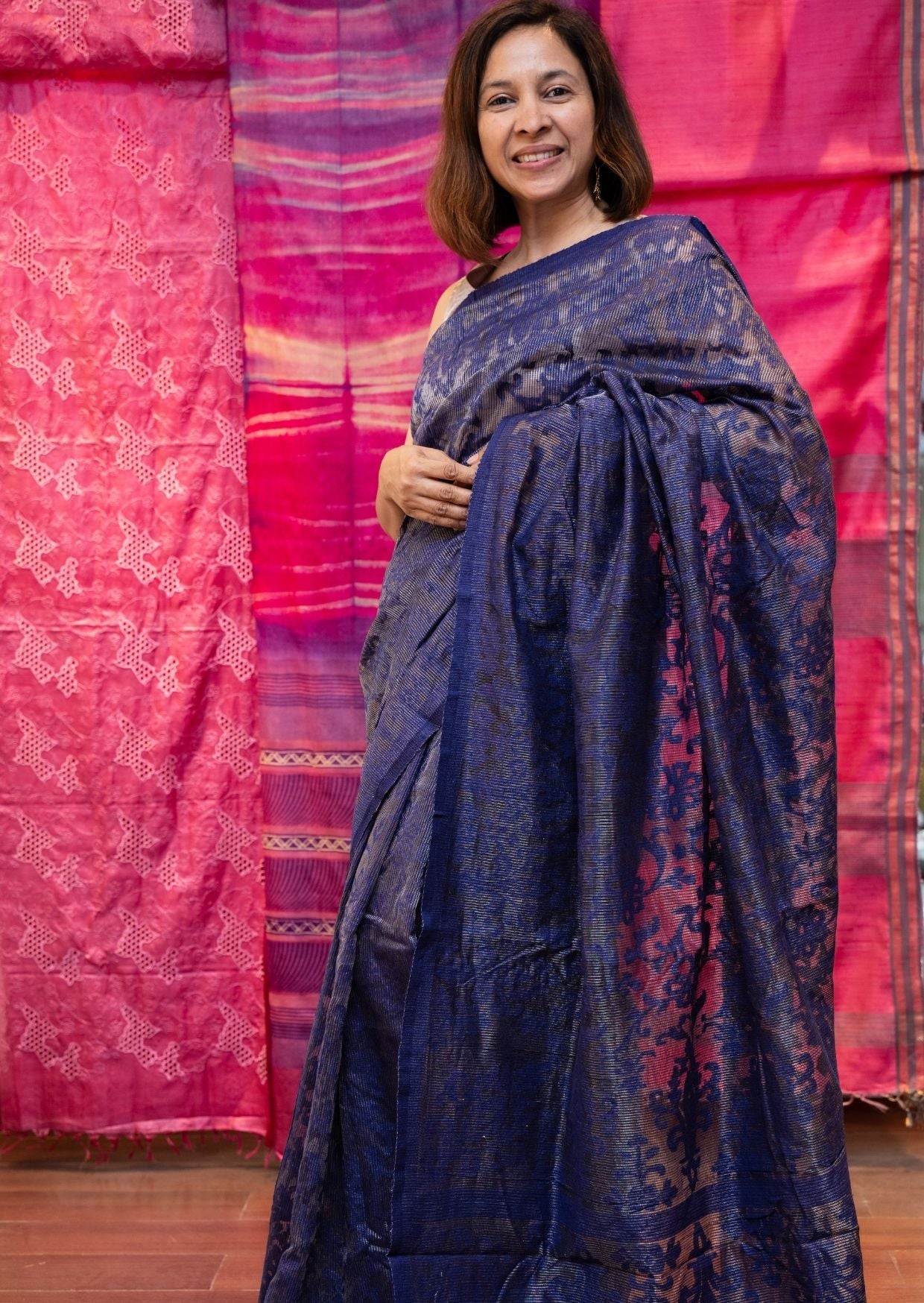 Navy Nargis Banarasi Cutwork Saree