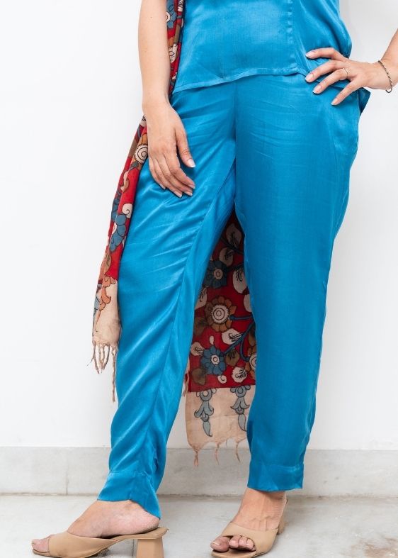Blue Modal Silk Pant