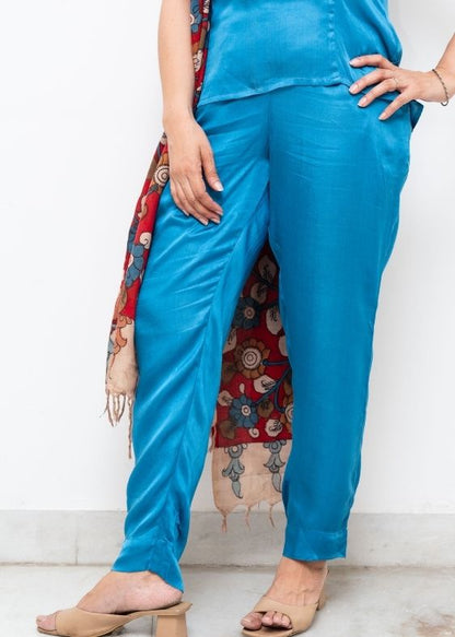 Blue Modal Silk Pant
