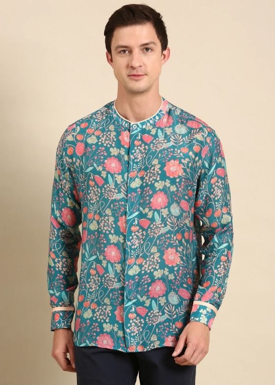 Turquoise Blue Muslin Shirt - MM0844