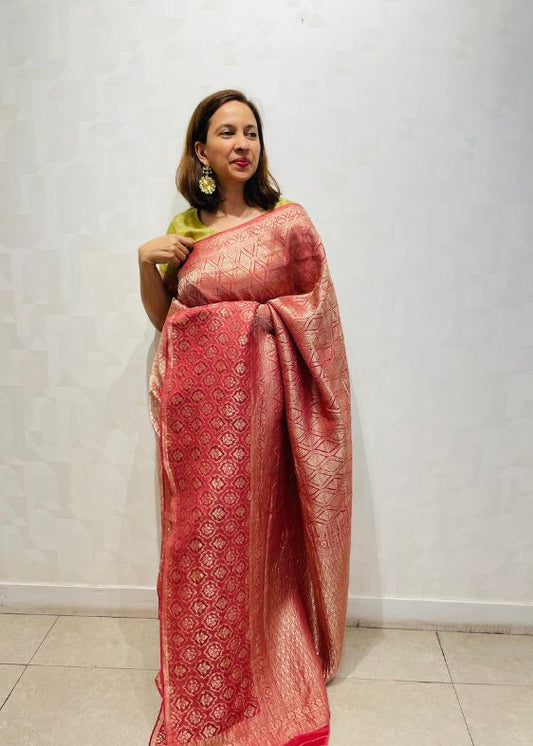 Red Silk Crepe Saree