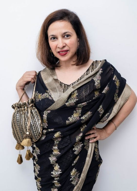 Antique Black Embroidered Potli - AM-PT-0225-0003