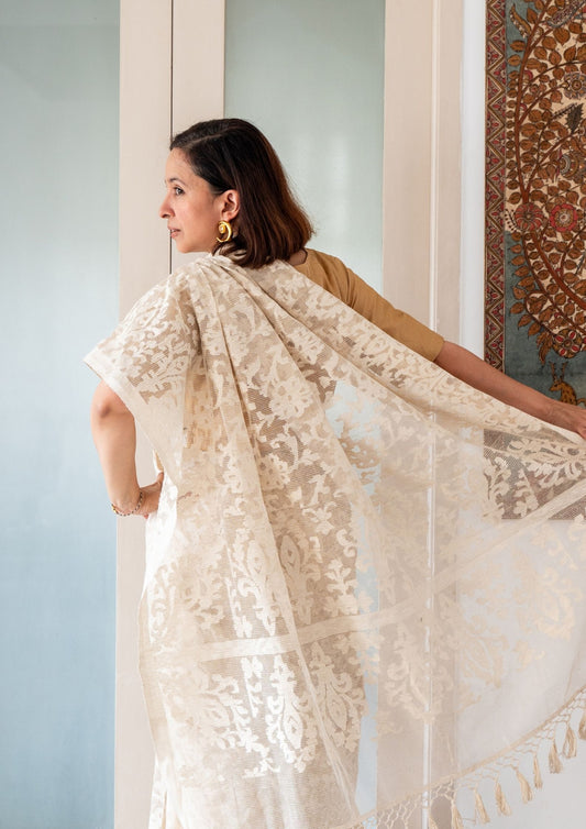 Beige Nargis Banarasi Cutwork Saree